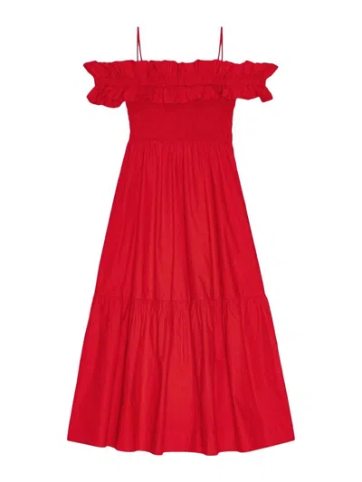 Ganni Maxi Dress In Red