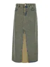 Ganni Maxi Grey Skirts With Slit At The Front In Denim Woman In Grey