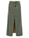 Ganni Maxi Grey Skirts With Slit At The Front In Denim Woman In Grey