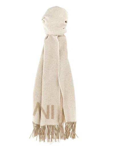 GANNI GANNI MAXI LOGO SCARF