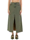 Ganni Maxi Grey Skirts With Slit At The Front In Denim Woman