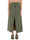 Ganni Maxi Grey Skirts With Slit At The Front In Denim Woman In Blue