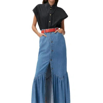 Ganni Maxi Skirt In Blue