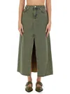 Ganni Maxi Grey Skirts With Slit At The Front In Denim Woman In Denim