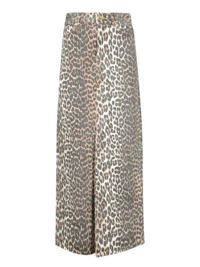 GANNI GANNI MAXI SKIRT IN LEOPARD PRINT