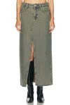 Ganni Maxi Grey Skirts With Slit At The Front In Denim Woman In Shitake