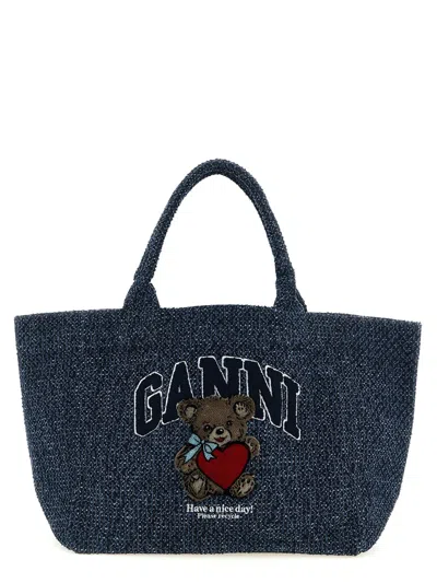 Ganni Blue Bear Medium Tote