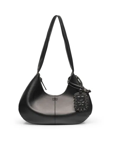 Ganni Medium Bou Hobo Bag In Black