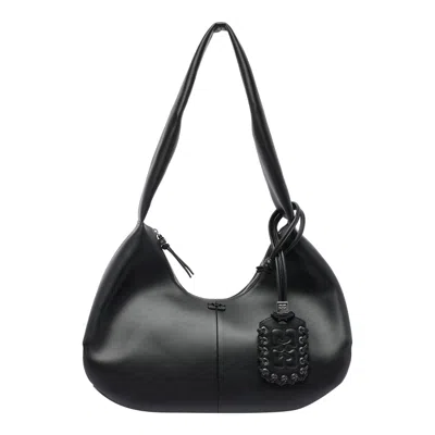 Ganni Medium Bou Hobo Bag In Black