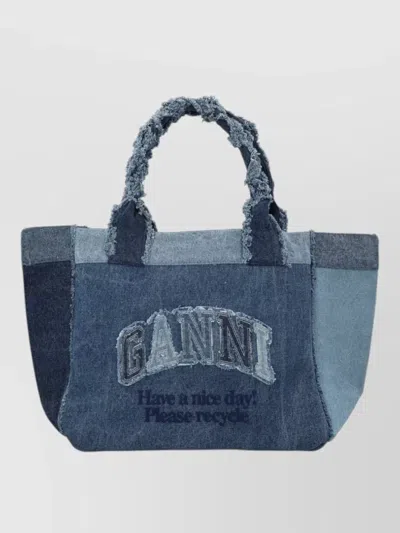 Ganni Medium Denim Tote Wallet Dual Handles