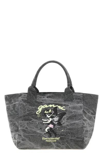 Ganni Fairy Crystal-embellished Tote Bag In Gray