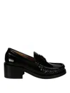Ganni 50 Glossed Leather Loafers In Black