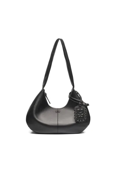 Ganni Medium Hobo Bag With Corseted Lace-up Accents