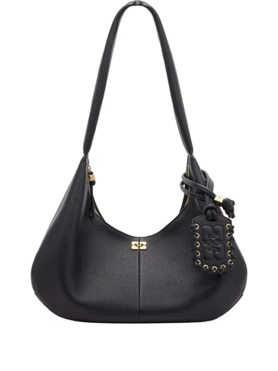 Ganni Medium Hobo Tote Bag In Black