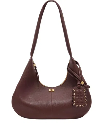 Ganni Medium Hobo Tote Bag In Brown