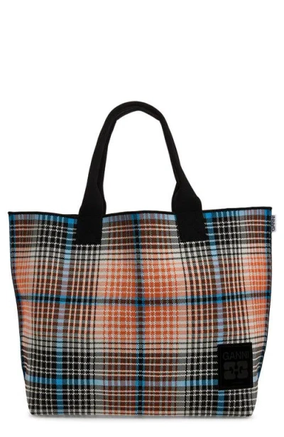 Ganni Medium Knit Easy Shopper In Mandarin Orange