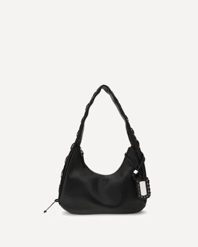 Ganni Medium Laces Hobo Bag In Black
