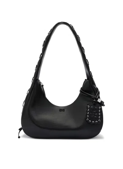 Ganni Medium Laces Hobo Handbag In Black