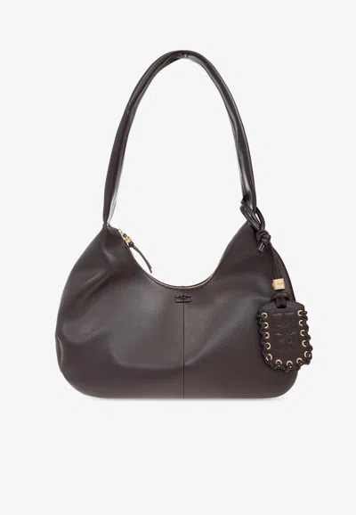 GANNI MEDIUM LEATHER HOBO BAG