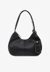 Ganni Rounded Black Shoulder Bag With Zip Closure