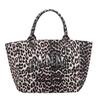 Ganni Medium Logo Trapeze Shopper Bag In Multi