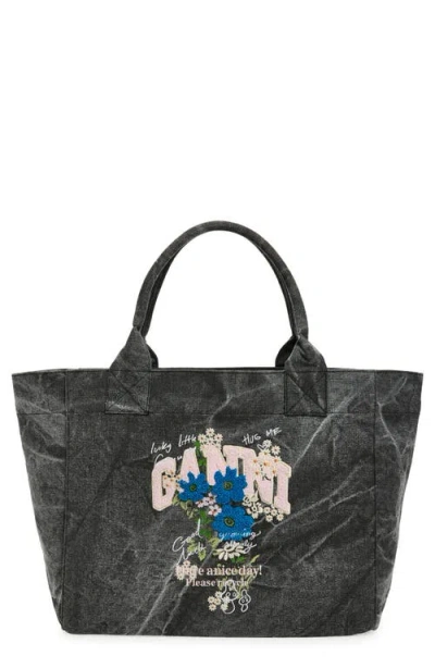 Ganni Medium Trapeze Easy Shopper In Phantom