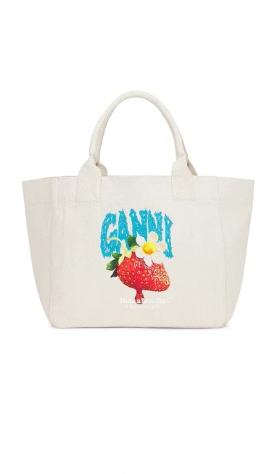 Ganni Medium Trapeze Shopper Strawberry Print In Sunlight