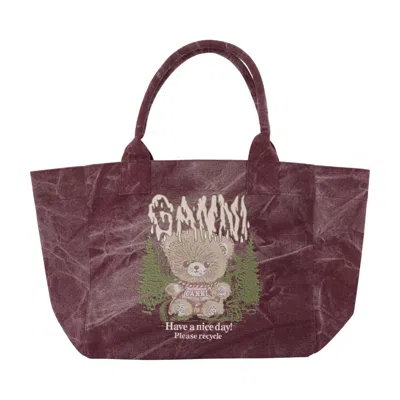 Ganni Medium Trapeze Snow Teddy Shopper Bag -  - Cotton - Multicolor