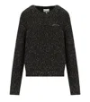 Ganni Melange Black Crewneck Jumper In Black
