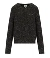 Ganni Melange Black Crewneck Jumper In Black