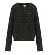 Ganni Melange Black Crewneck Jumper In Black