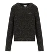 Ganni Melange Black Crewneck Jumper In Black