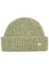Ganni Melange Brushed Wool-blend Beanie In Green