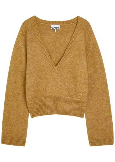 Ganni Melange Brushed Wool-blend Jumper In Multi