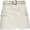 Ganni Mélange Cotton & Linen Belted Wrap Miniskirt