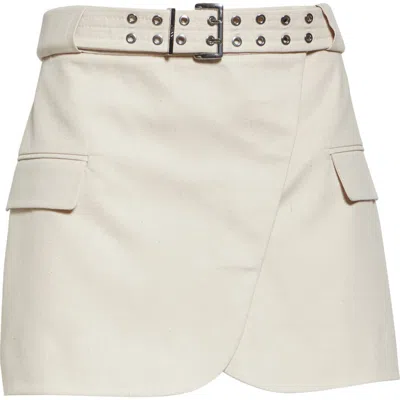 Ganni Mélange Cotton & Linen Belted Wrap Miniskirt