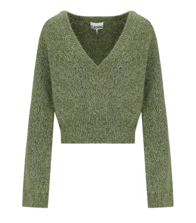 Ganni Kids'  Melange Green Sweater