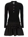 Ganni Melange Rib Knit Mini Dress In Black