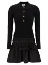 Ganni Melange Rib Knit Mini Dress In Black
