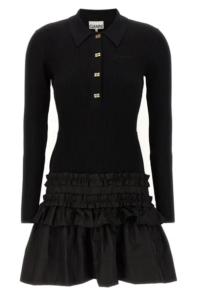 GANNI 'MELANGE RIB KNIT MINI' DRESS