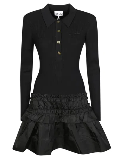 GANNI GANNI MELANGE RIB KNIT MINI DRESS
