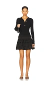 Ganni Black Flared Dress With Ribbed Details In Black