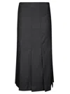Ganni Dark Grey Stripe Suiting Midi Skirt In Phantom