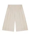 Ganni Melange Tailoring Wide Shorts In Nude