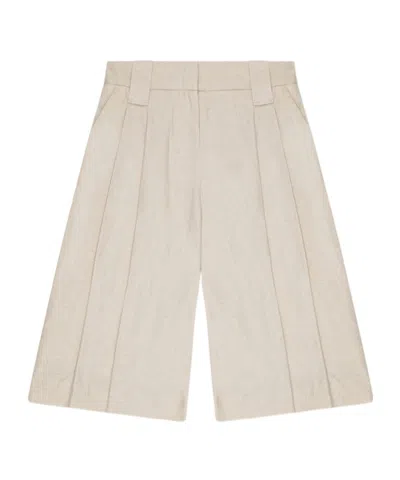 Ganni Melange Tailoring Wide Shorts In Nude