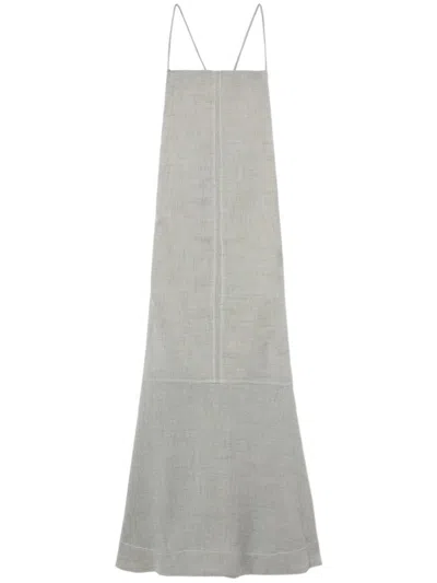 Ganni Mlange Tied Maxi Dress In Grey | ModeSens