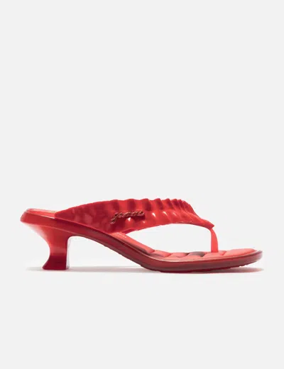 Ganni Melissa Thong Kitten Heel In Red