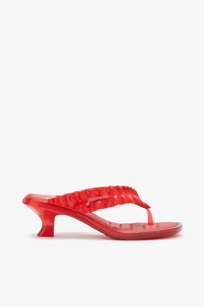 Ganni Melissa Thong Kitten Heel In Red