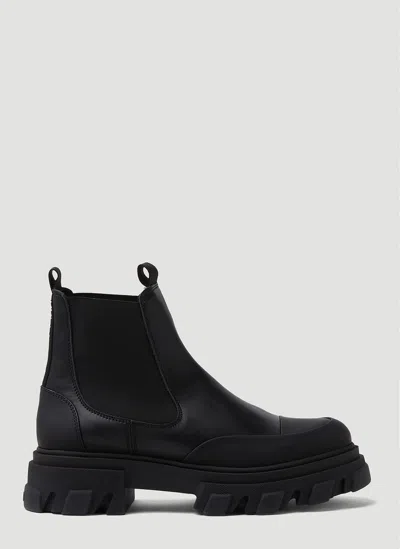 Ganni Men Leather Chelsea Ankle Boots In Black