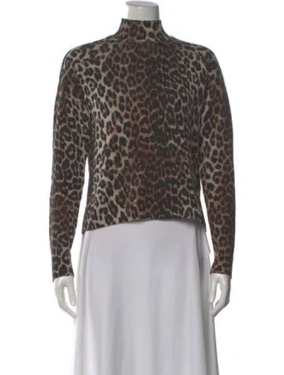 Pre-owned Ganni Merino Wool Animal Print Sweater In Multi